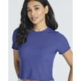 thumbnail image 5 of Real Essentials 4 Pack:Women's Lettuce Trim Ribbed Knit Short Sleeve Crop Tops Shirts Casual Summer Going Out T-Shirts, 5 of 6