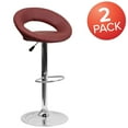 thumbnail image 3 of Flash Furniture 2 Pk. Contemporary Burgundy Vinyl Rounded Orbit-Style Back Adjustable Height Barstool with Chrome Base, 3 of 9