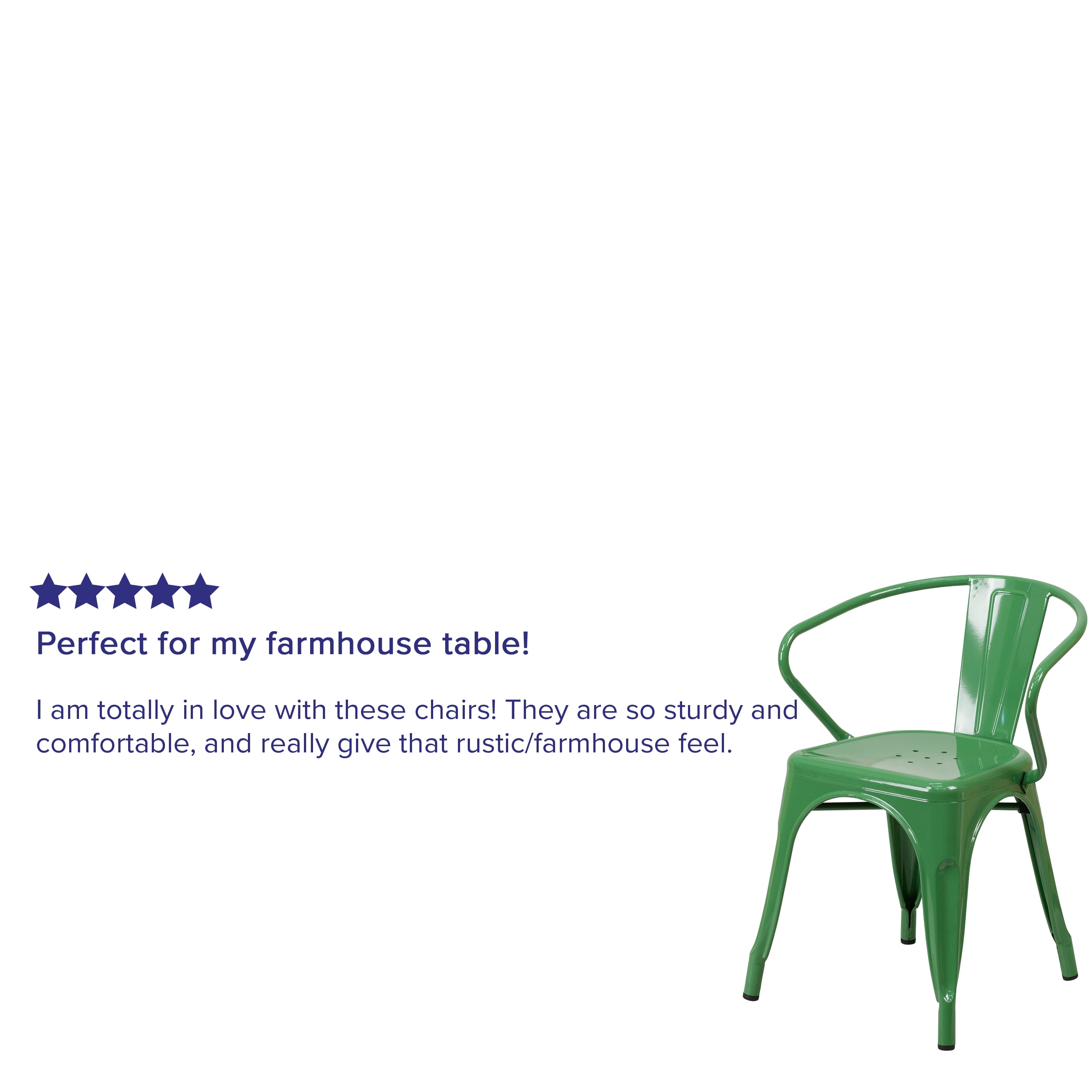 Flash Furniture Commercial Grade Green Metal Indoor-Outdoor Chair with Arms
