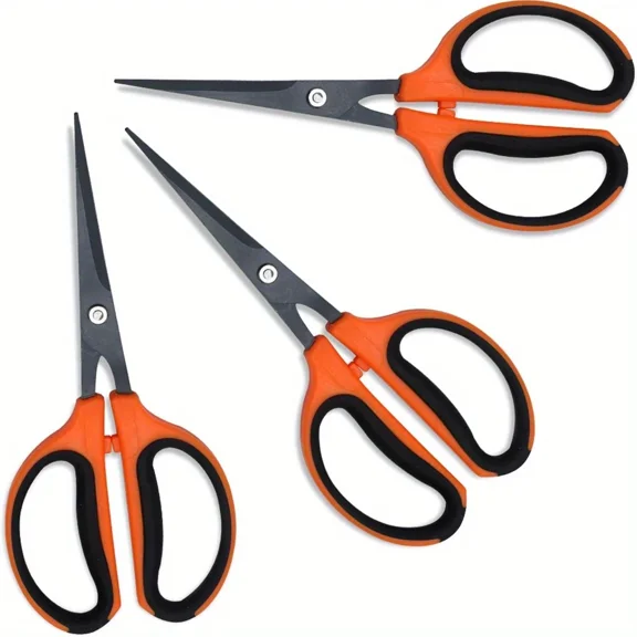Homneer 3 Packs Trimming Scissors, Teflon Coated Non Stick Blades Shears, Gardening Hand Pruning Snips with Straight Stainless Steel Precision Blade