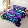 thumbnail image 3 of Homewish Neon Gamepad Print Quilt Full For Boys,Gaming Gamer Full Bedspread Sets,3-Piece, 3 of 7