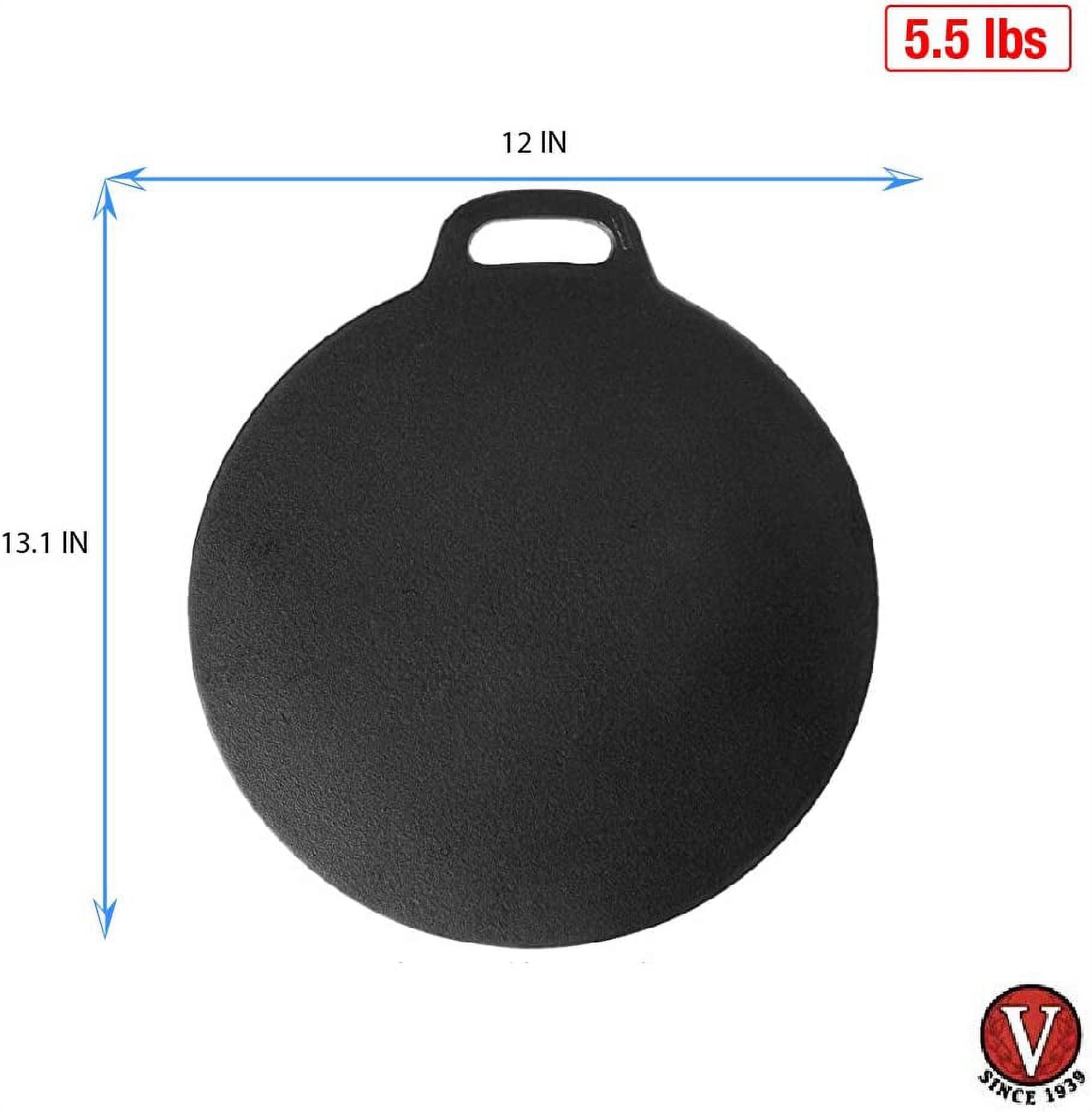 Victoria Round Cast Iron Oven Dosa Pan Nonstick Grill with Loop Handle Black 12 inch