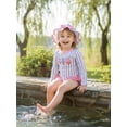 thumbnail image 4 of BemeyourBBs Toddler Baby Girl Swimsuit Infant Bathing Suit One-Piece Swimsuits with Sun Hat Set Long Sleeve Rash Guard Swimwear Ice Cream Zipper Summer Beach Wear, 4 of 9