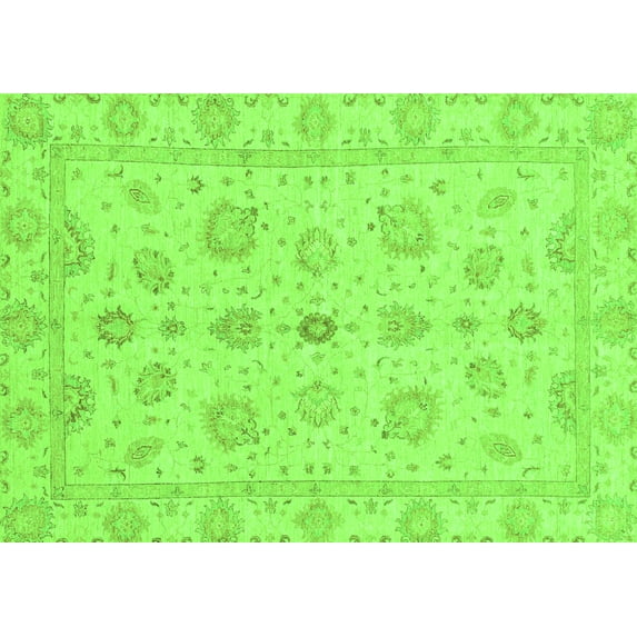 Ahgly Company Indoor Rectangle Oriental Green Traditional Area Rugs, 7' x 9'