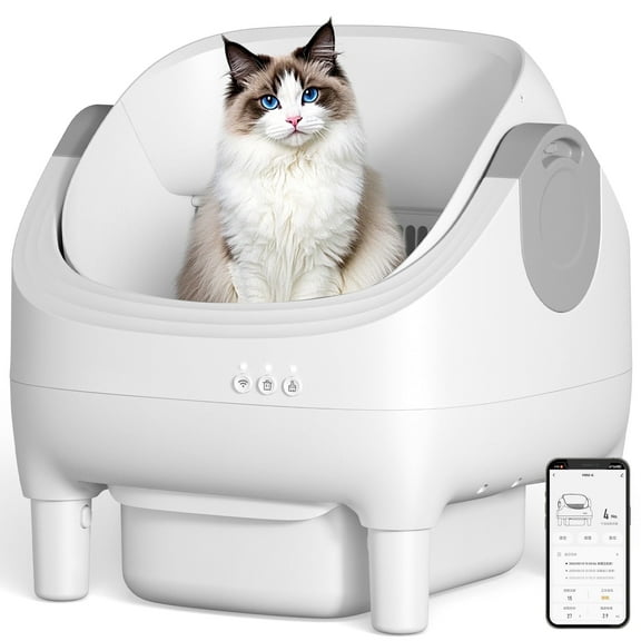 Osoeri 10L Open-Top Automatic Self-Cleaning Large Cat Litter Box,App Control,Safety Sensors & Odor-Free for Multi-Cat Homes.
