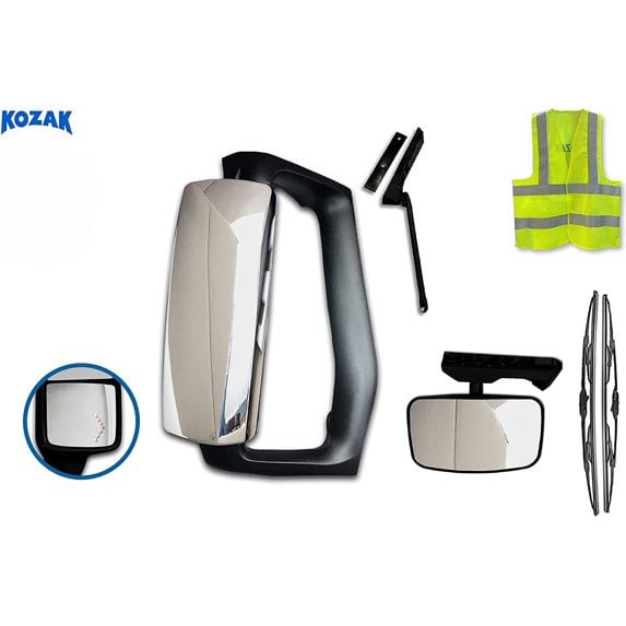 Compatible with Volvo VNL VNM VNX 2004-2023 Side View Door Mirror Power Heated Chrome w/ Arm & Look Down Mirror Right