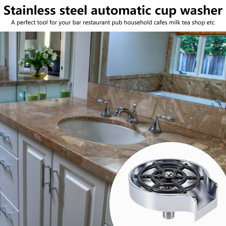 Kitchen Stainless Steel Glass Washer Wine Cup Tea Cup Milk Bottle Free  Cleaning Rinser Automatic Glass