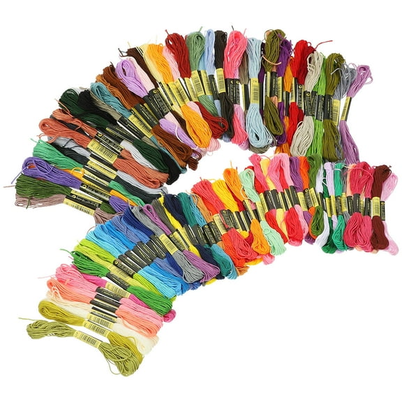 HAMPPLIES 124Pcs Embroidery Thread for Sewing and Handcrafting in White and Assorted Colors