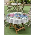 thumbnail image 4 of Outdoor Tablecloths with Umbrella Hole & Zipper, Blue Pink Hydrangea Round Tablecloths 60 Inch, Eucalyptus Leaves Grey Plaid Waterproof Table Cloth, Patio/Pool/Picnic Table Covers, 4 of 8
