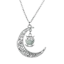 Owl Glow In Dark Pendant Chain Necklace for Women Green or Blue Ginger Lyne Collection