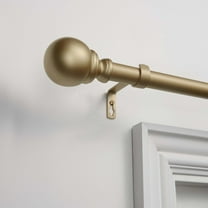 Exclusive Home Sphere 1" Curtain Rod and Coordinating Finial Set, Gold, Adjustable 66"-120"