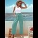 thumbnail image 4 of Pantalones de Salón Anchos para Mujer, Color Verde , Talla L, 4 of 8