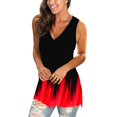 thumbnail image 4 of gakvbuo Summer Plus Size Tank Top for Women Summer Tops Dressy Casual Trendy V Neck T Shirts Rolled Sleeveness Tie Dye Gradient Printed Side Split Vest Blouse Tee, 4 of 6