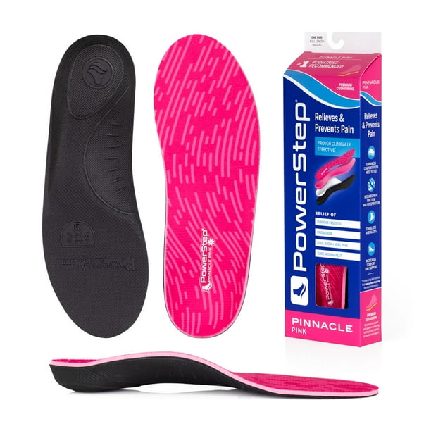 PowerStep Pinnacle Pink Full Length Orthotic Shoe Insoles with Neutral