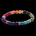 thumbnail image 4 of Lava Rock 7 Chakras Difusor Pulsera Cuerda elástica Piedra Natural Yoga Granos Pulseras Brazalete para Hombres Mujeres Amonsee NO, 4 of 5