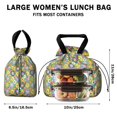 thumbnail image 5 of Daisy Pioneer Flower Drawstring Insulated Lunch Bag for Women, Stain-Resistant Large Lunch Tote with Multi-Pockets for Work Office, 5 of 6