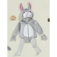thumbnail image 5 of Hirigin Toddler Baby Boy Girl Halloween Outfit Infant Animal Cartoon Zip Up Plush Hooded Romper Legging Fall Winter Clothes Set, 5 of 8