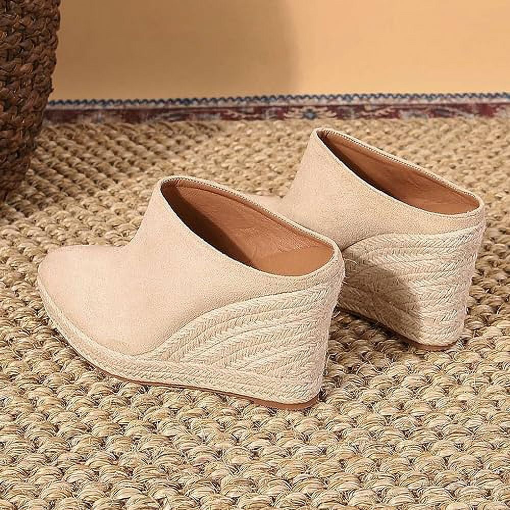 Closed Toe Wedges For Women,Pointed Toe Platform Wedge Mules,Espadrille  Sandals For Women-Choose Half Size Larger - Walmart.com