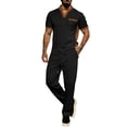 thumbnail image 2 of Xcmzpl Men's Walking Suits 2 Piece Short Sleeve T-Shirts Long Pants Waffle Knit Sweat Suits Tops Pants Sets Color Block Outfits with Pocket S-3XL, 2 of 6