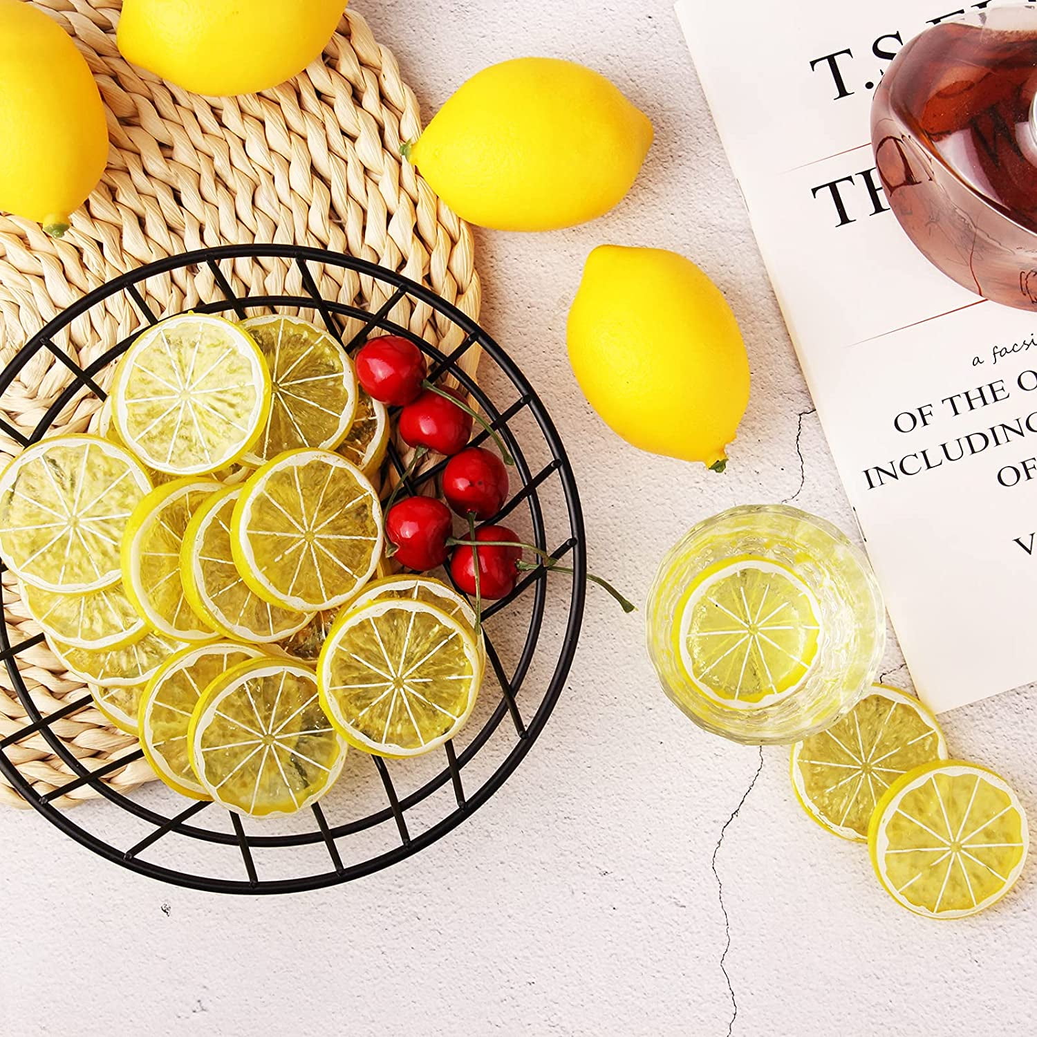 Artificial Lemon Slices Plastic Fake Artificial Fruit Mini Small Model