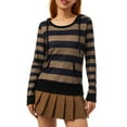 thumbnail image 2 of Cenuakty Women Patchwork Hoodie, Stripe Pattern Long Sleeve Hooded Pullover with Kangaroo Pocket, S/ M/ L/ XL/ XXL, 2 of 10