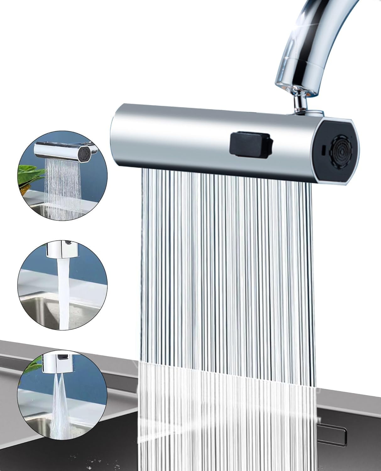 Kitchen 360°Faucet Extender with 55/64''(22mm) Female Thread, Swivel Sink Water Faucet Aerator with 3Modes, Faucet Sprayer Attachment for Kitchen, Faucet Replacement Part FM22