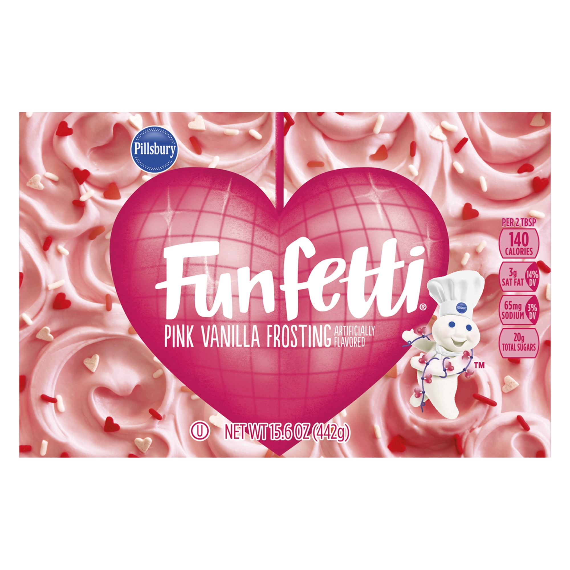 Pillsbury Funfetti Valentine's Day Vanilla Frosting, 15.6 oz Tub