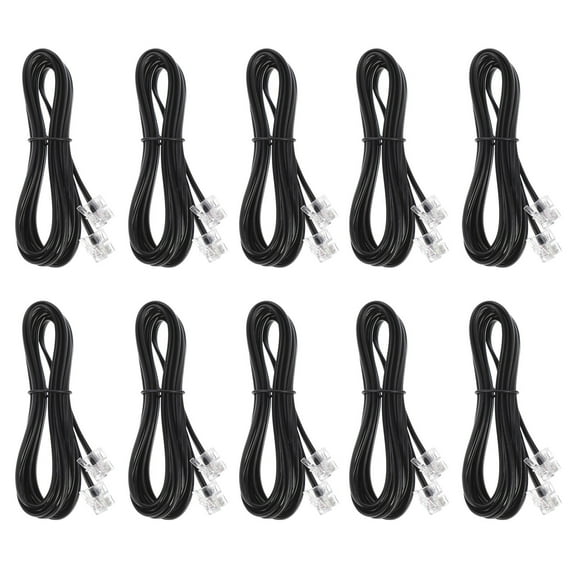 MEIBUTYUP 10-Pack Black 4-Core Copper Landline Phone Cable with RJ11 Plug for Clear and Calling