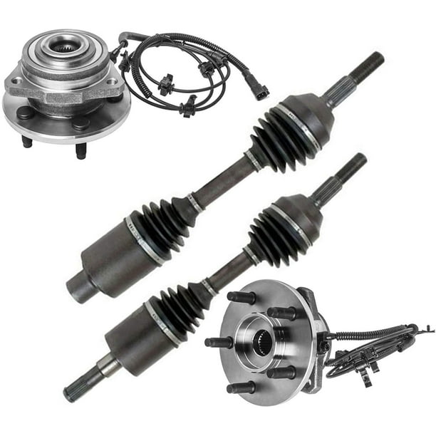 Pair 2 Front CV Axle Shafts + Pair 2 Wheel Hub and Bearing Assemblies