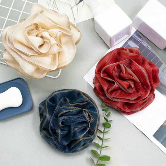 Exfoliating Mesh Bath Sponge Loofah Body Scrub Shower Sponge with Lanyard 1 PackforBathroom Supplies(Blue),Ccwuwei