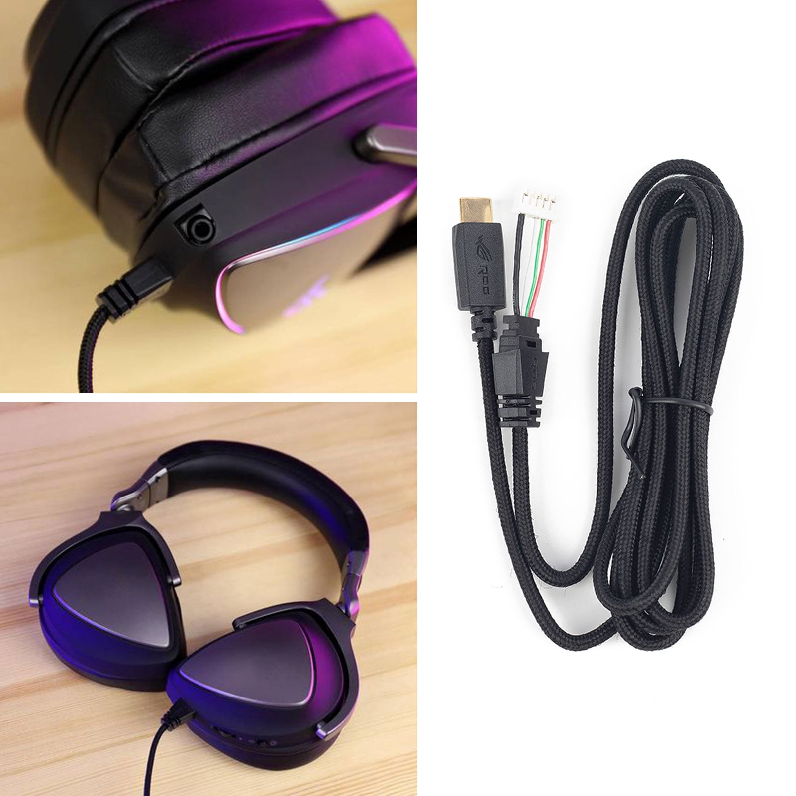 WINDLAND Earphone Cable Bare Wire Open End TRS 4 Pole Cord Soft PVC Line for ROG for Delta USB-C Gaming Headset