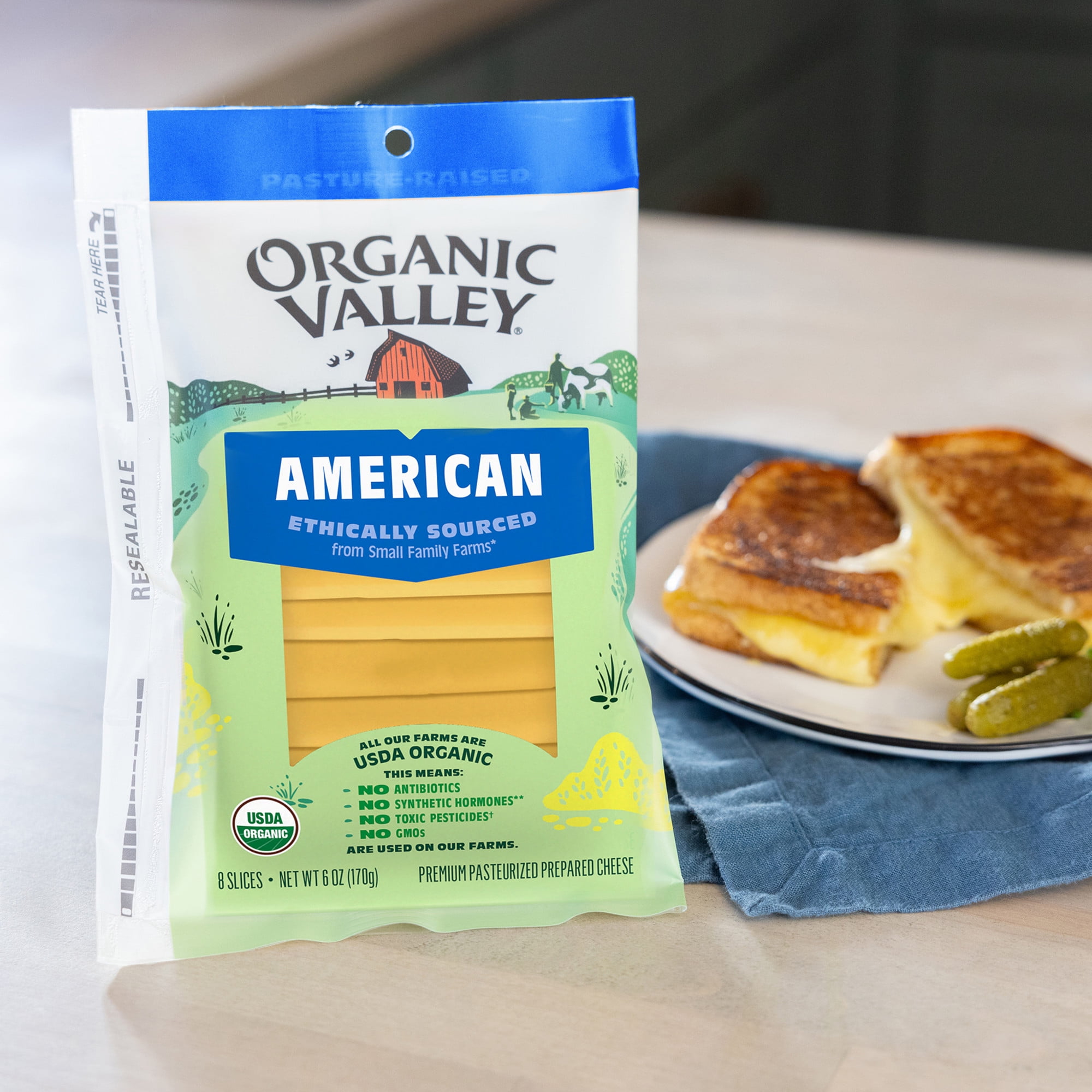 Organic Valley Organic American Yellow Cheese, 8 Slices
