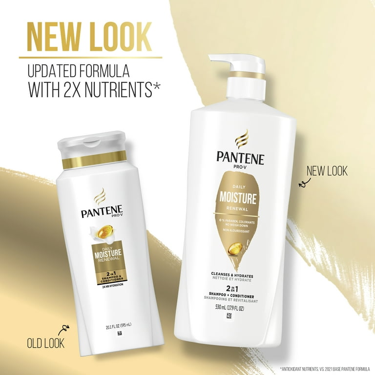 Pantene Pro-V Daily Moisture Renewal 2 in 1 Shampoo + Conditioner, for All  Hair Types, 17.9 fl oz 