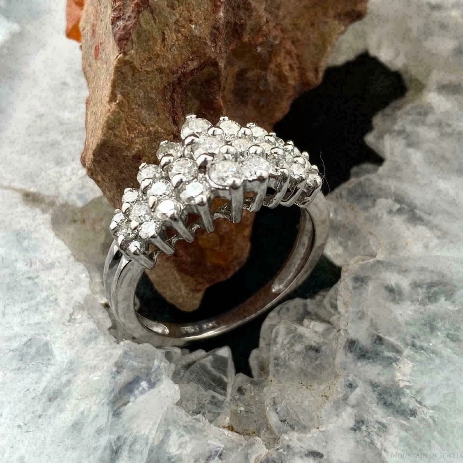 2Ct Round Lab-Created Diamond Women's Cluster Wedding Ring 14K White Gold Finish