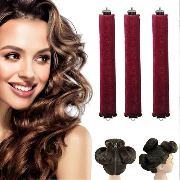 3Pcs Heatless Curls Overnight, Overnight Curls Blowout Rodswith Hook, No Heat Curlers