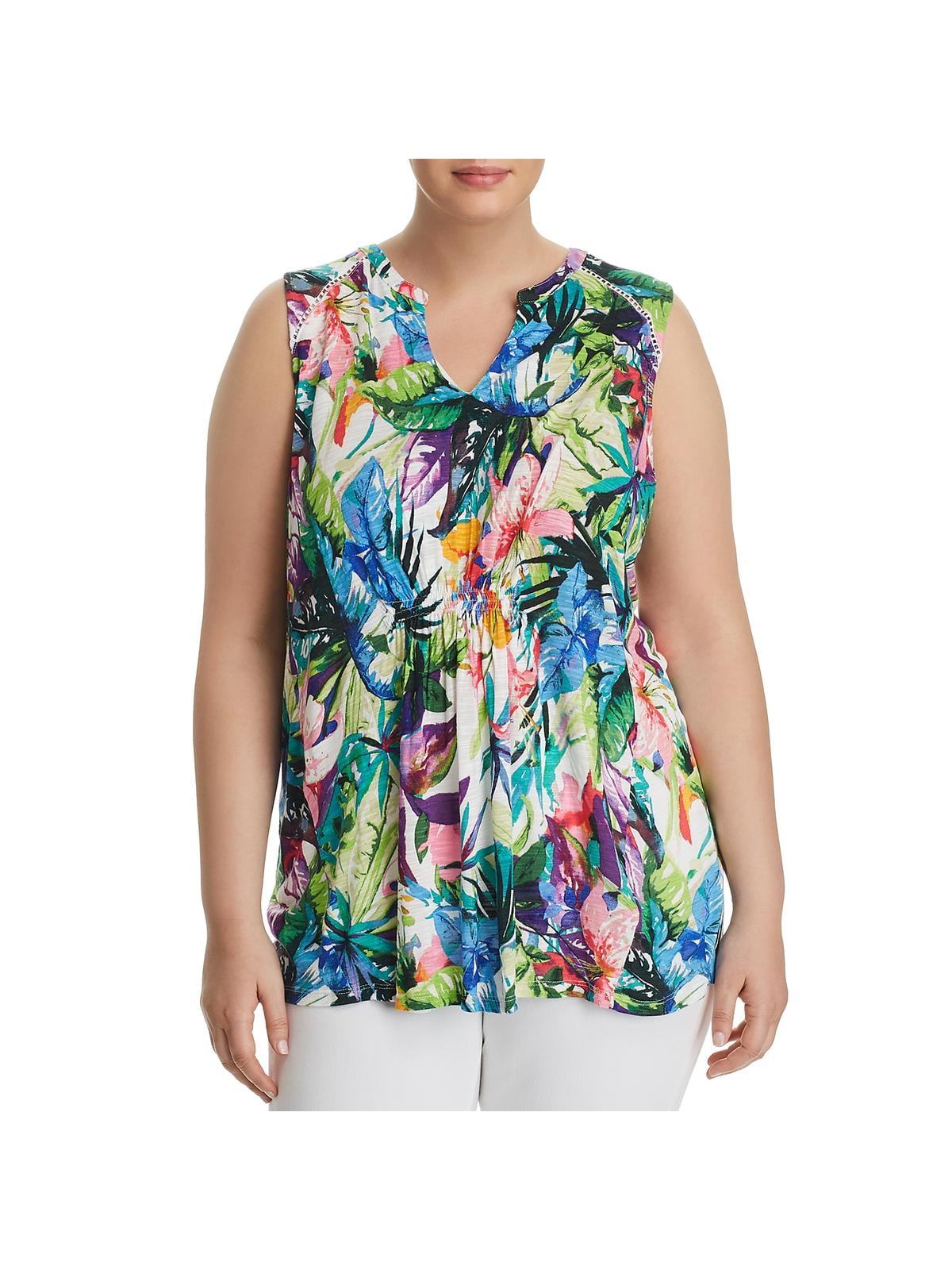 Cupio - Cupio Womens Plus Pleated Crochet Peplum Top Multi 1X - Walmart.com - Walmart.com