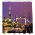 thumbnail image 3 of Ambesonne Europe Shower Curtain, Tower Bridge in London, 69"Wx70"L, Purple Yellow, 3 of 3