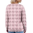 thumbnail image 3 of Women's Fashion Long Sleeve Christmas Snowman Snowflake Print Jacket Cardigan for Holiday Party and Casual Daily Wear,Pink,L, 3 of 5