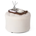 thumbnail image 4 of Dovov 25" Tufted Round Ottoman with Storage, Large Storage Ottoman Footrest Flip Top Foot Stool, 220lbs Capacity, Beige, 4 of 11