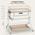 thumbnail image 4 of Baby Bassinet, Roacking Bassinet for Baby, Bedside Sleeper with Breathable Full-Mesh and Mattress, 6 Height Adjustable, Portable Bedside Crib for Infants,Beige, 4 of 8