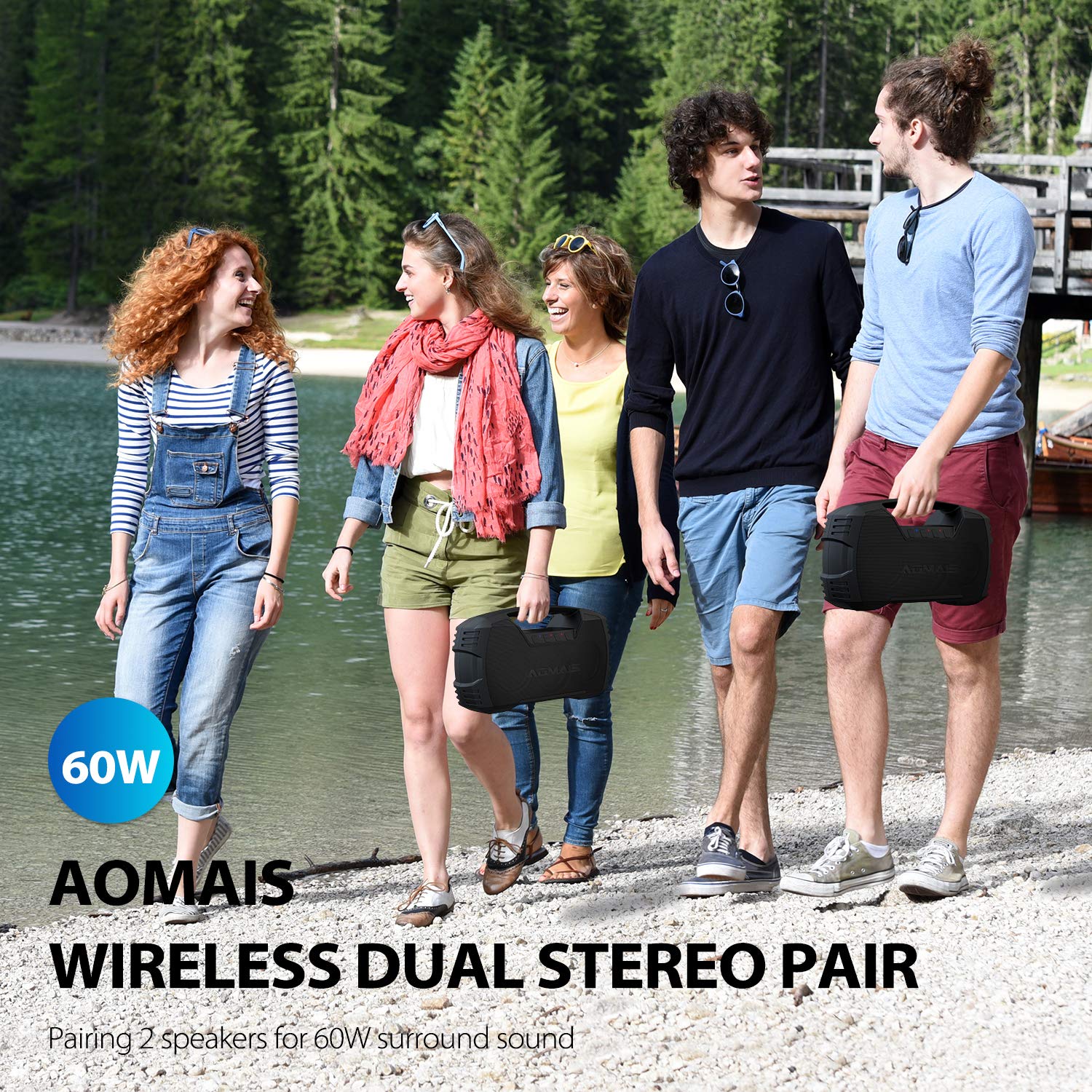 Aomais Go Bluetooth Speakers Waterproof Portable Indoor Outdoor 30w Wireless Stereo Pairing Booming Bass Speaker 30 Hour Playtime With 00mah Power Bank Black Friday Gift Black Walmart Com Walmart Com