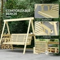 thumbnail image 6 of Outsunny 3 Seat Wooden Porch Swing with Stand, Patio Swing Chair with Side Tables, Natural Wood, 6 of 9
