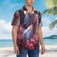 thumbnail image 3 of Balery Flower White Horse Camisas hawaianas de manga corta para hombre, camisas playeras de corte holgado, camisas de vacaciones con botones,X-Large, 3 of 7
