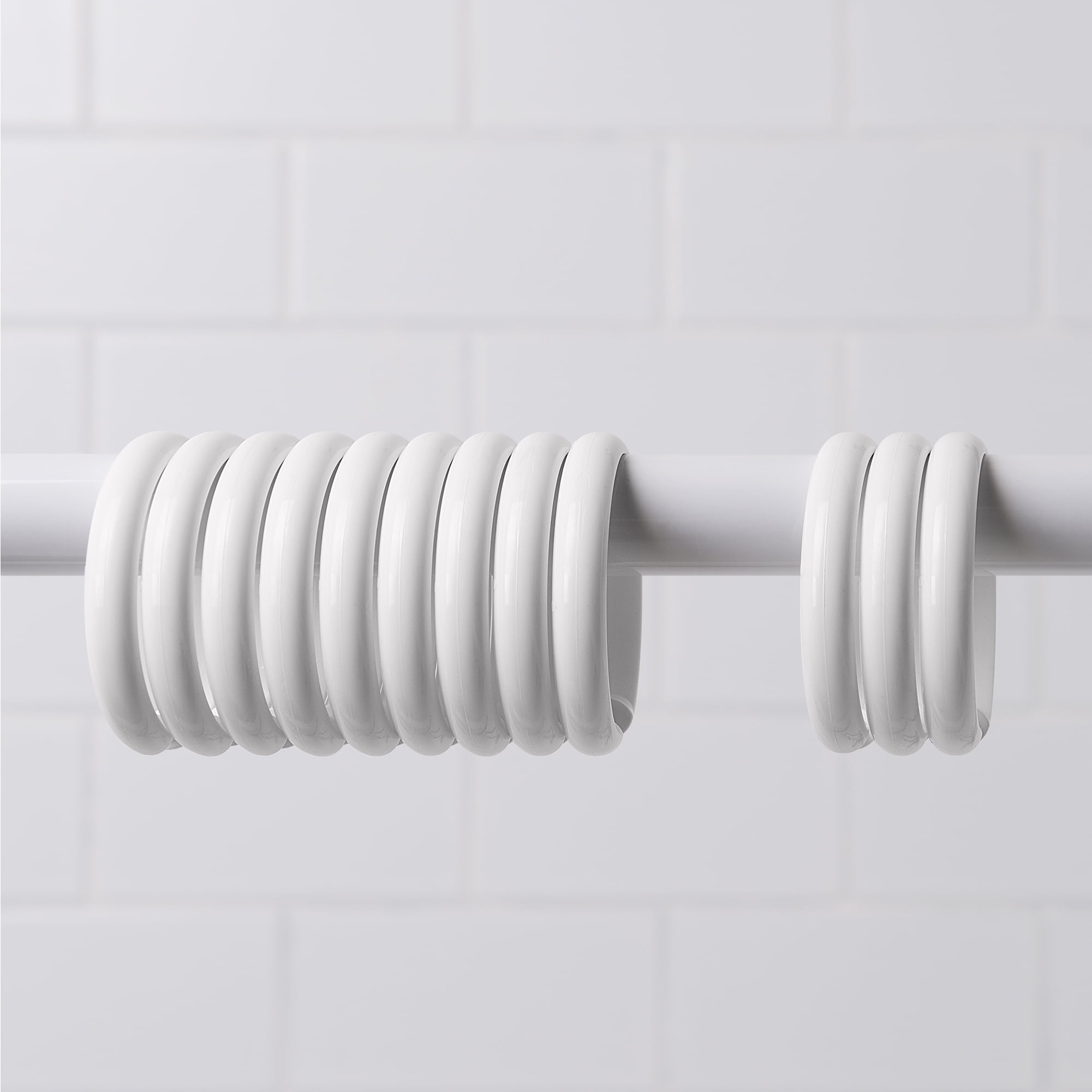 (4 pack) Mainstays White Plastic Durable O-Shaped Shower Curtain Ring Hooks, 12 Count