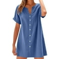 thumbnail image 1 of Vestido informal para mujer - Estilo camisa de manga corta - Detalles de botones para salidas de primavera/verano, 1 of 7