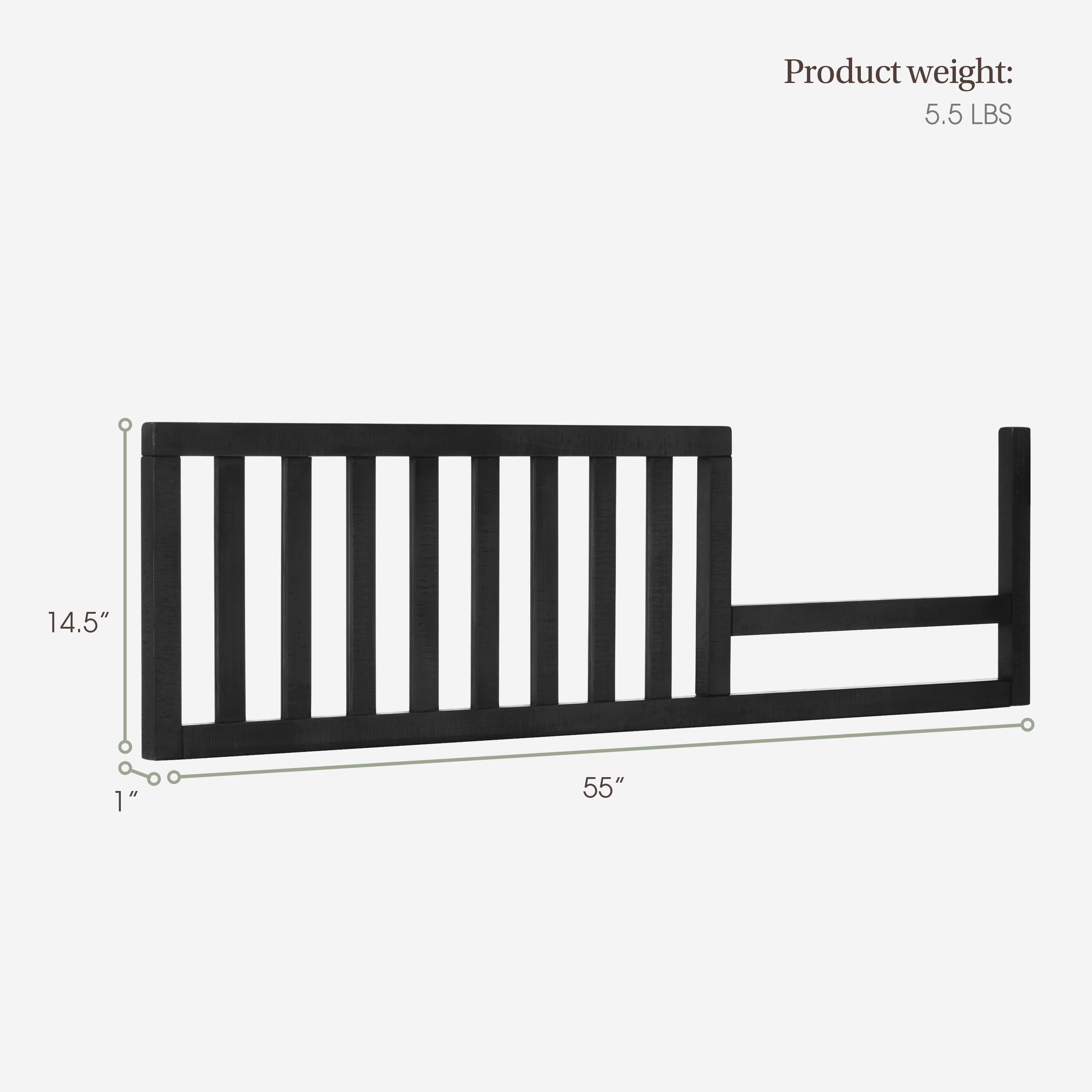Evolur Convertible Crib Toddler Guard Rail I Full Assembly I Lasting Quality In Onyx Black