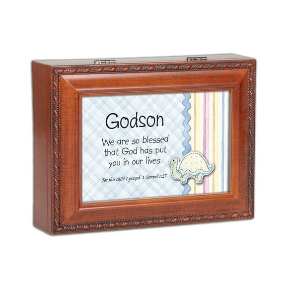 Godson We Are So Blessed Woodgrain Traditional Music Box Plays Jesus Loves Me