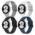 thumbnail image 1 of Correas de Silicona Ajustables para Samsung Galaxy Watch 4, Paquete de 4, Negro, Gris, Azul Marino,, 1 of 7