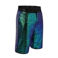 thumbnail image 4 of Shiny Metallic Wet Look Sequin Shorts for Men Summer Elastic Waist Straight Leg Sparkly Sequin Shorts with Pockets, 4 of 7