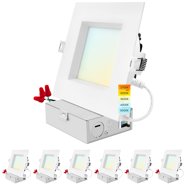 Luxrite 16-Pack 4-Inch Square LED Recessed Lights – Dimmable, 5 Color Temps, Wet Rated – 950 Lumens